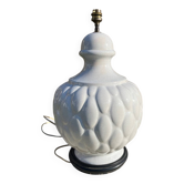 Lampe en céramique blanche craquelée vintage 1970