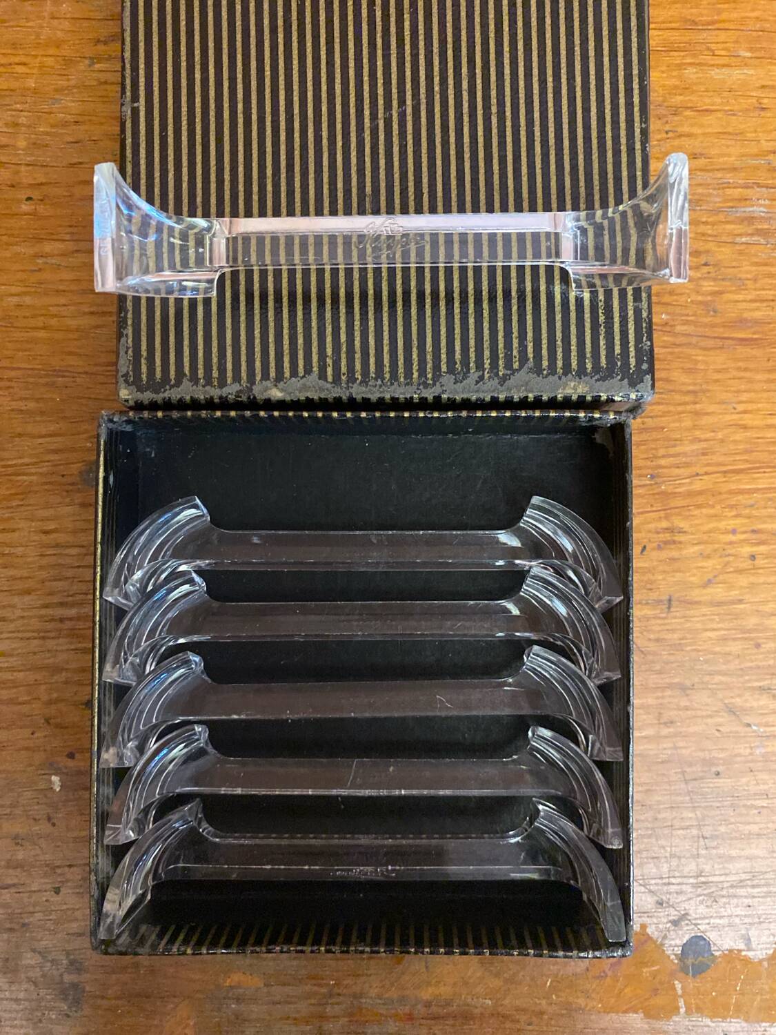Set of 6 Antique KAYSER Transparent Plexi Knife Holders + Vi Box