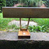 Bauhaus desk lamp gilded brass and teak