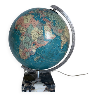 Vintage 1976 terrestrial globe Taride glass marble world map - 30 cm