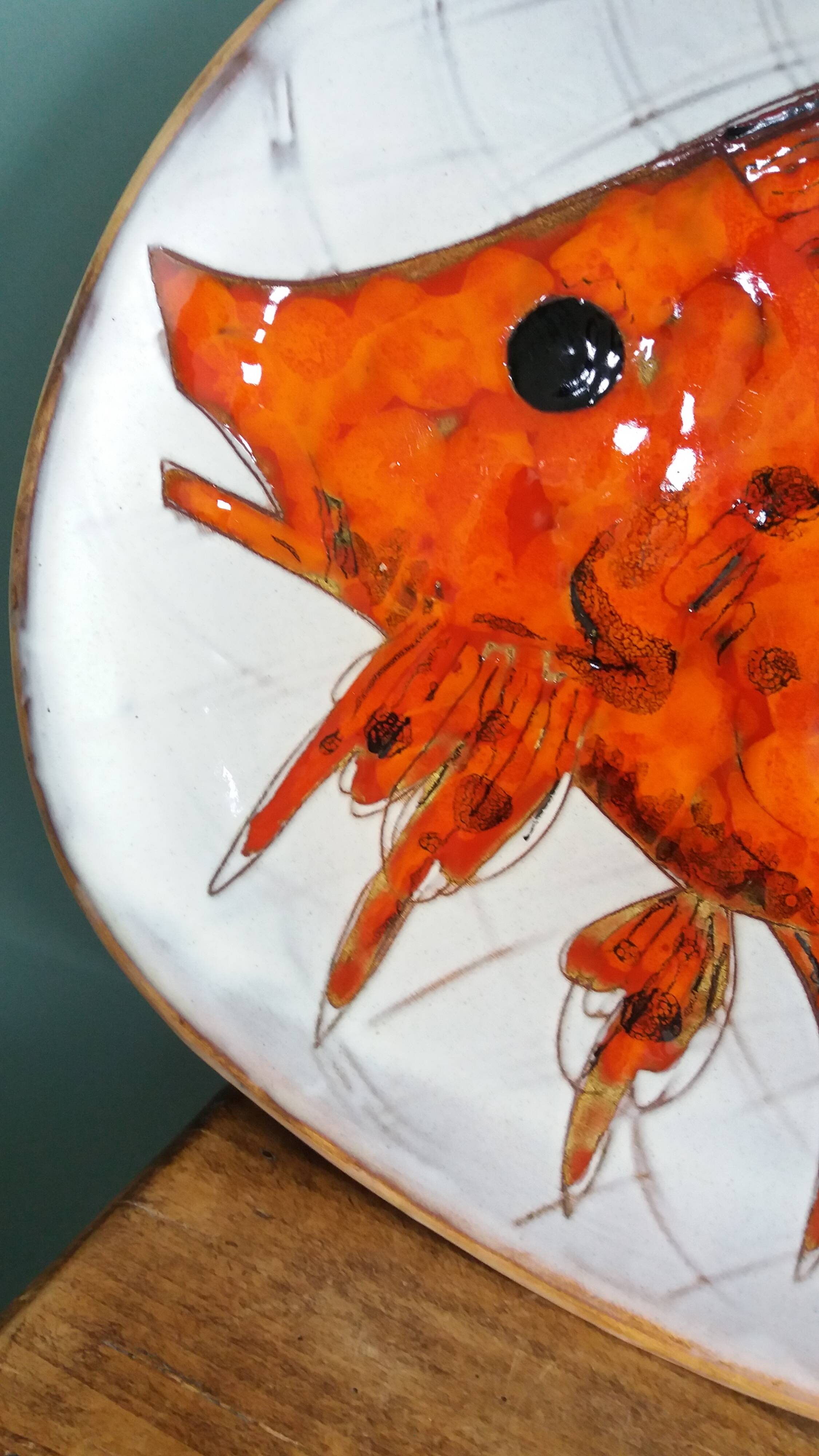 Plate signed Monique Brunner, Pansier, Pottery of the Aquarius, Vallauris