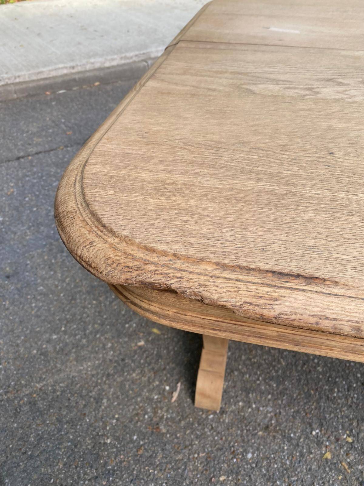Art Deco extendable dining table with a central pedestal, stripped, made of solid oak 193.