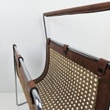 Italian Magazine Rack with Rattan, 1980's