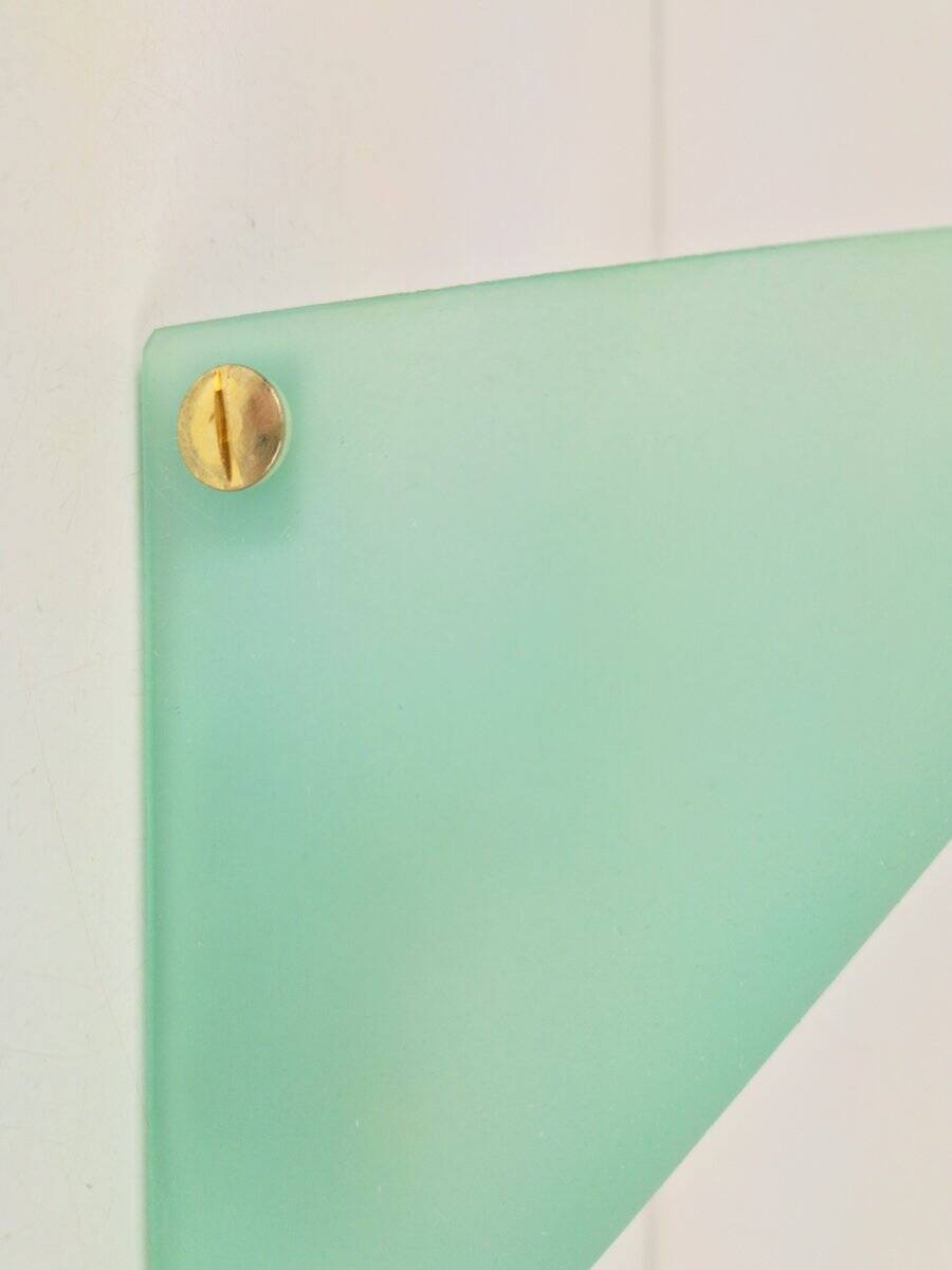 Vintage Triangular Conical Wall Sconces in Green Frosted Glass from Lumal-It, 1990s, Set of 2