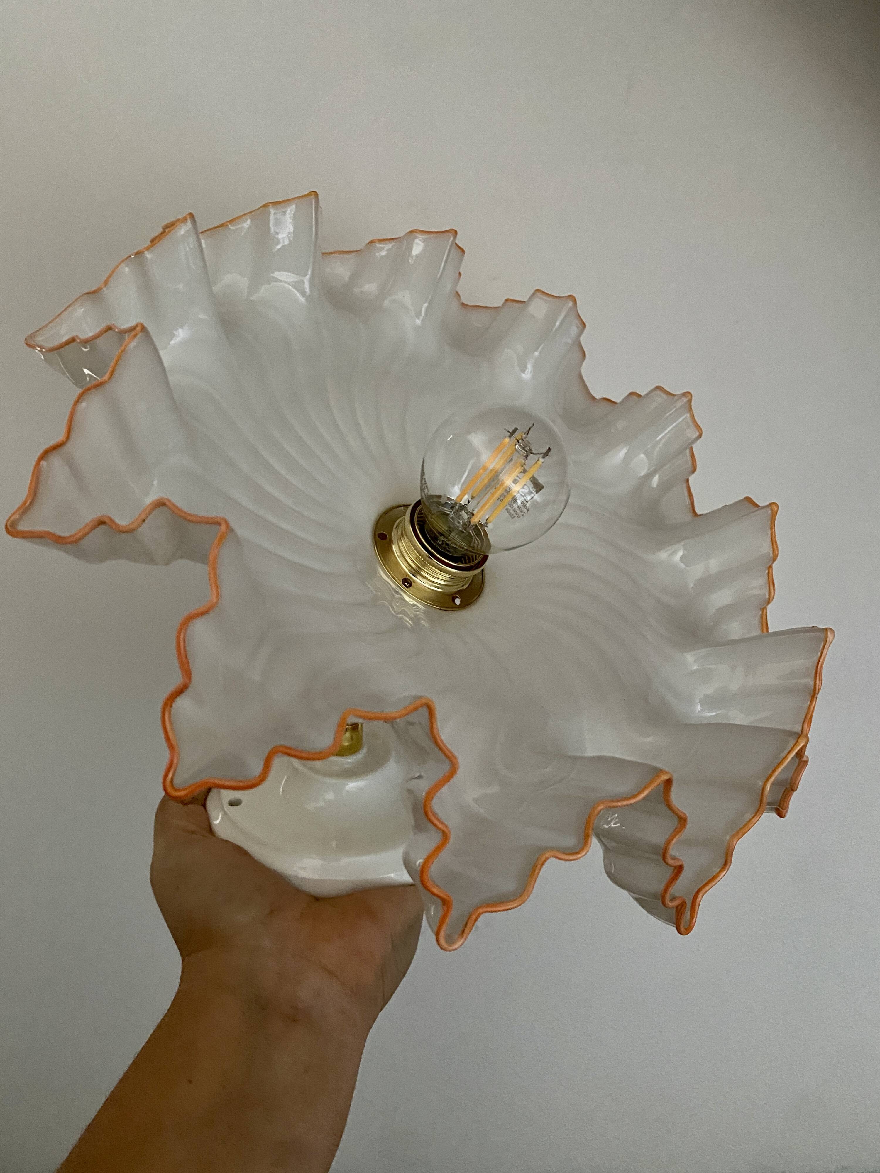 Vintage lampshade wall light in white opaline