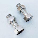 Salt shaker pepper mill silver metal bolt. vintage
