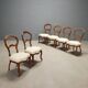 Antique Louis-Philippe chairs in walnut and fabric, Italy, 19th century.