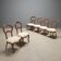 Antique Louis-Philippe chairs in walnut and fabric, Italy, 19th century.