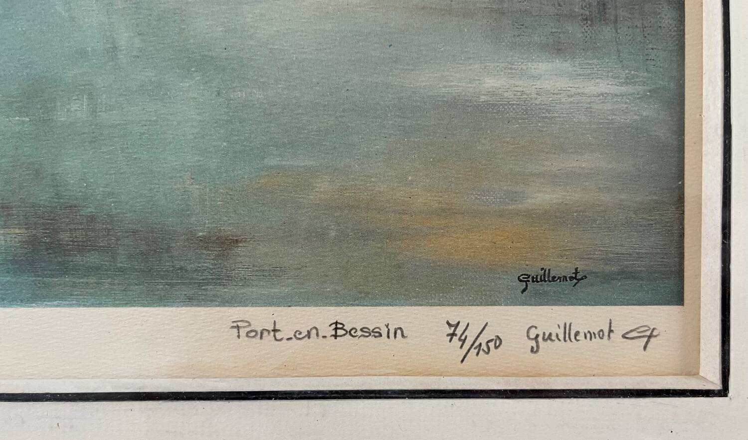 Painting: Lithograph - Port en Bessin by Claude Guillemot