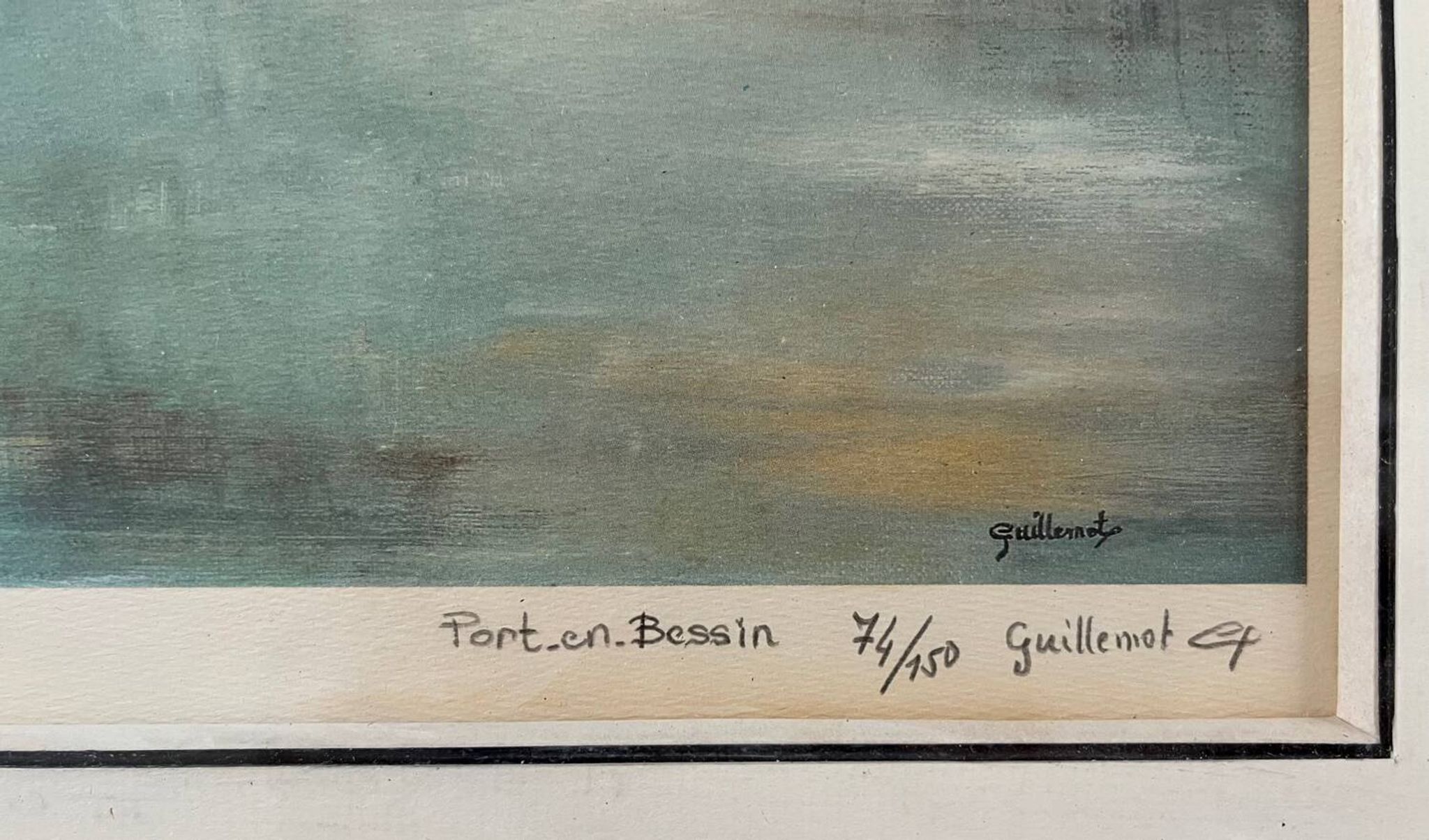 Painting: Lithograph - Port en Bessin by Claude Guillemot