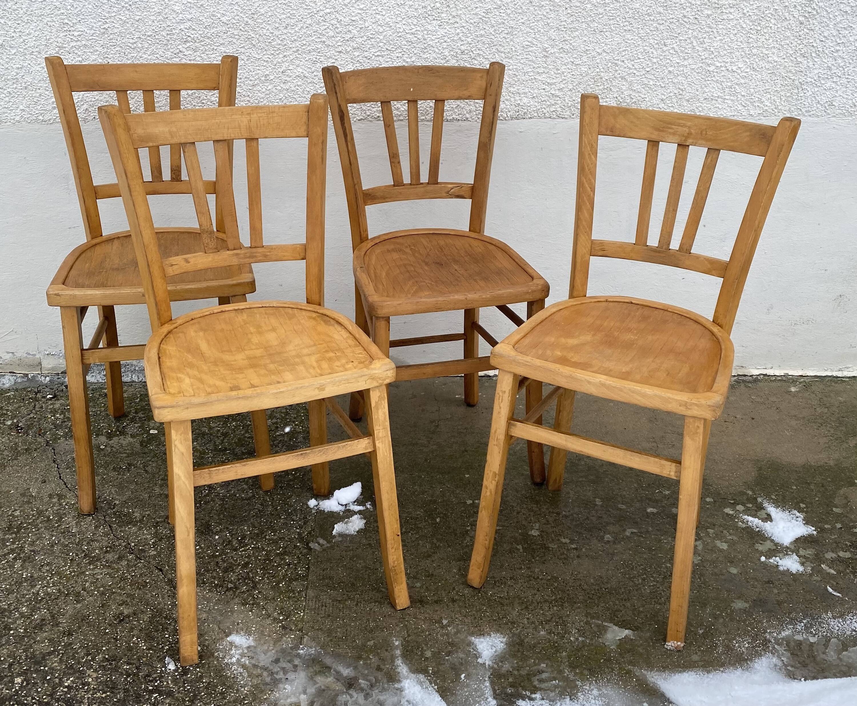Série de 4 chaises bistro vintage 1949-50