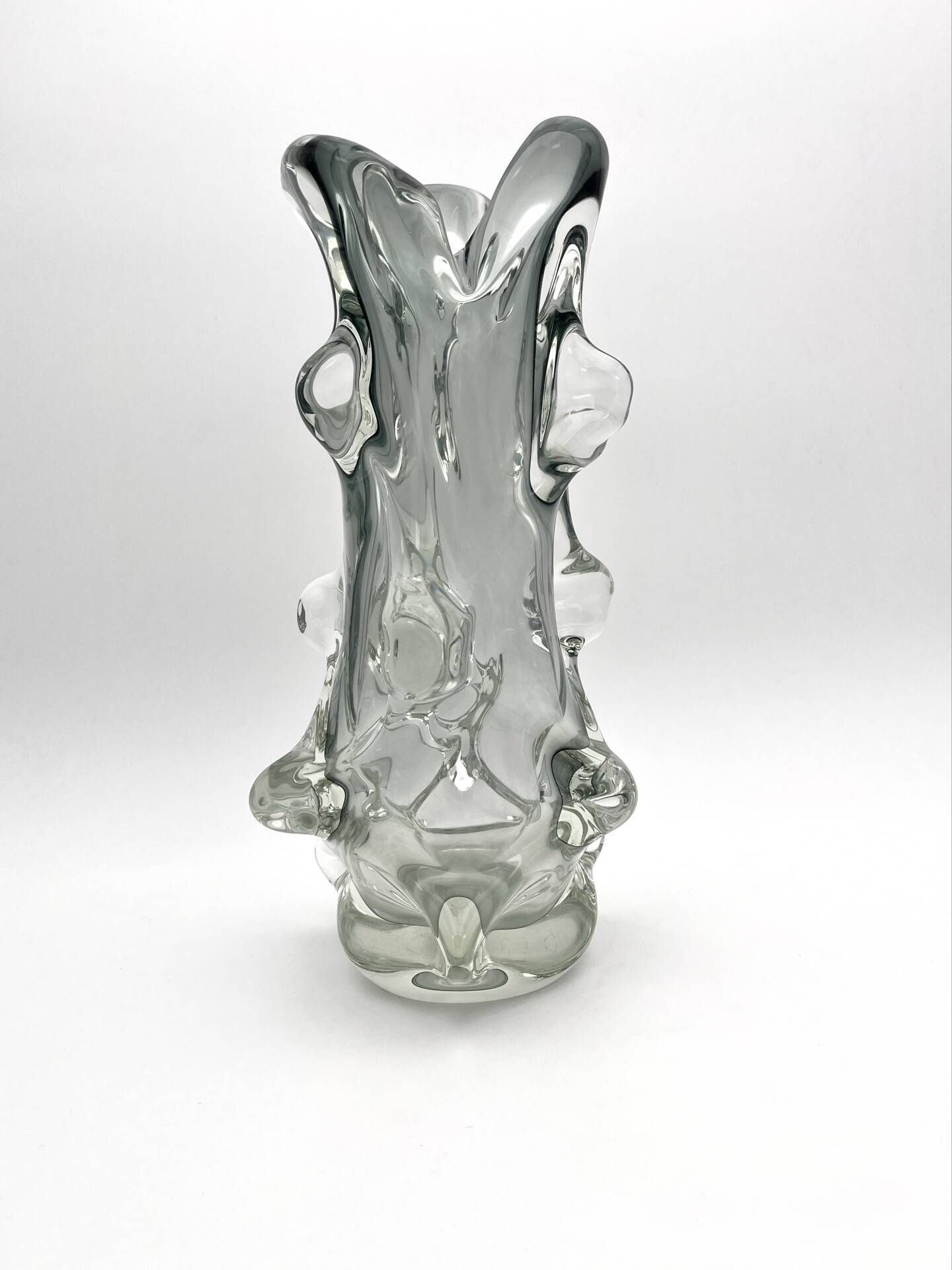 Large Murano Vase Smoked Glass Sculptural 31.5cm 3.1kg