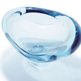 Vase en verre bleu Holmegaard signé numéroté n°19258
