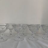 8 coupes à champagne anciennes en cristal taillé Talleyrand Baccarat 1930