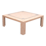Robert Marcius Pink Tessellated Marble and Brass inlay Coffee table 1970s