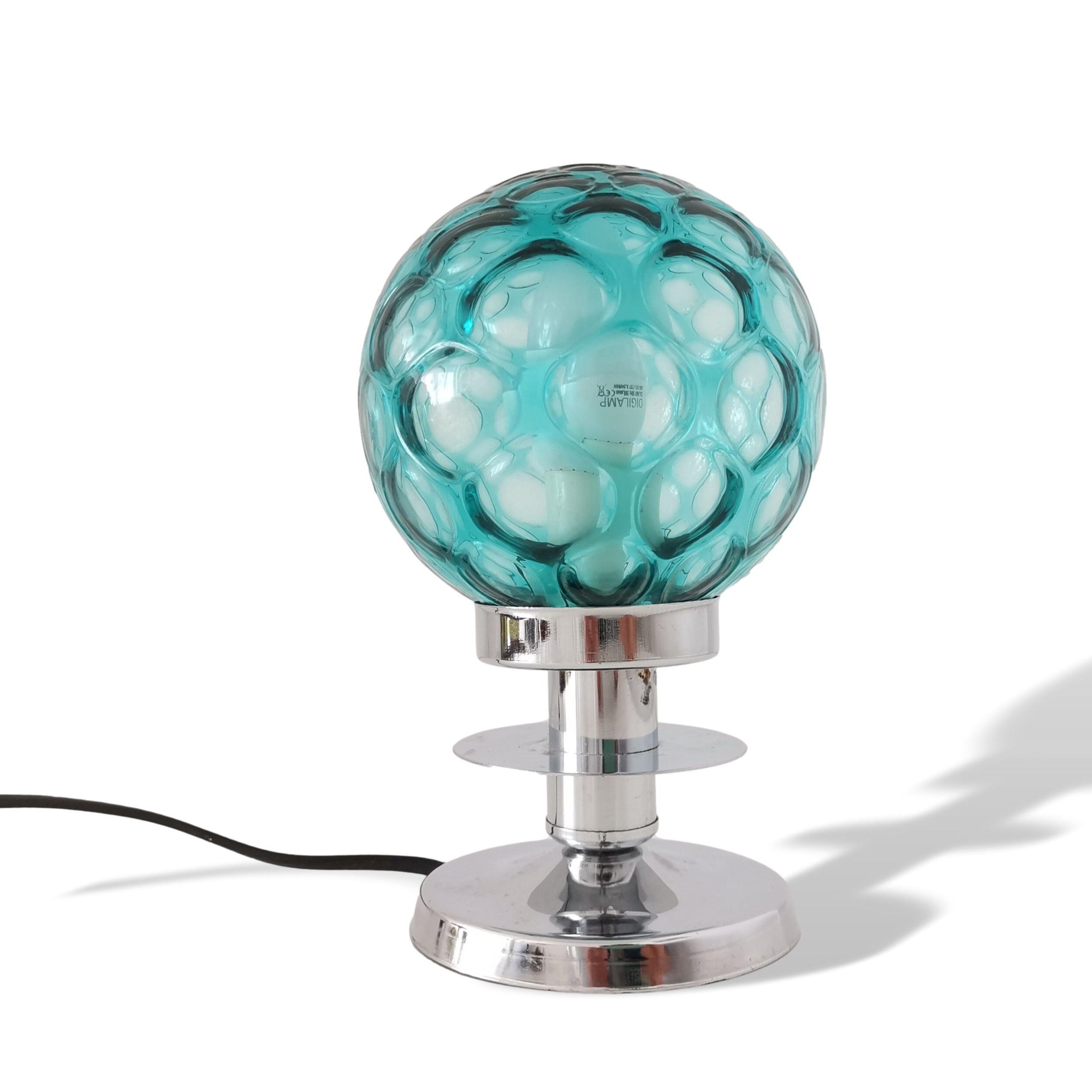 Mid century modernist green blue bubble glass lamp