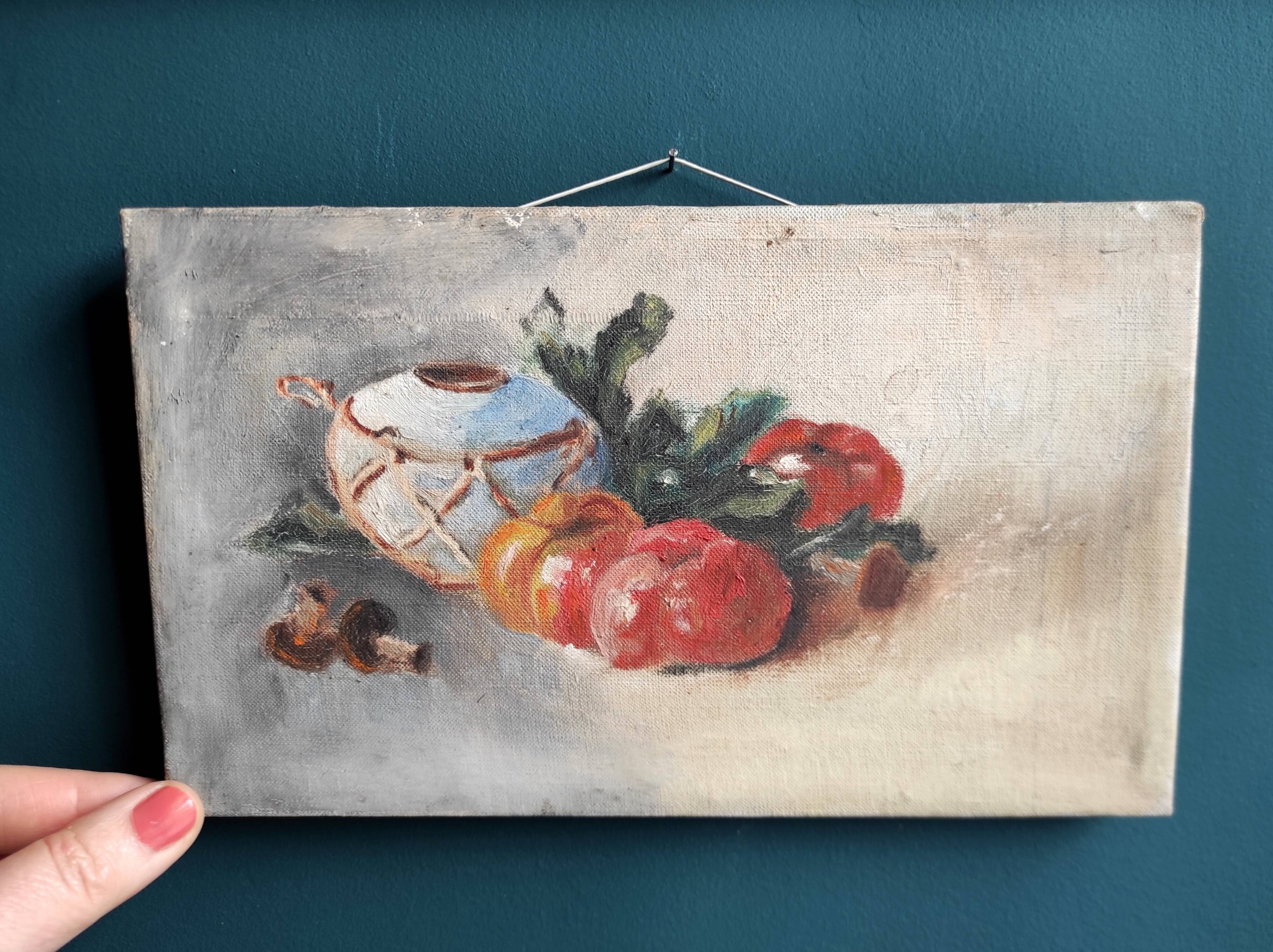 French vintage still life, oil on canvas
