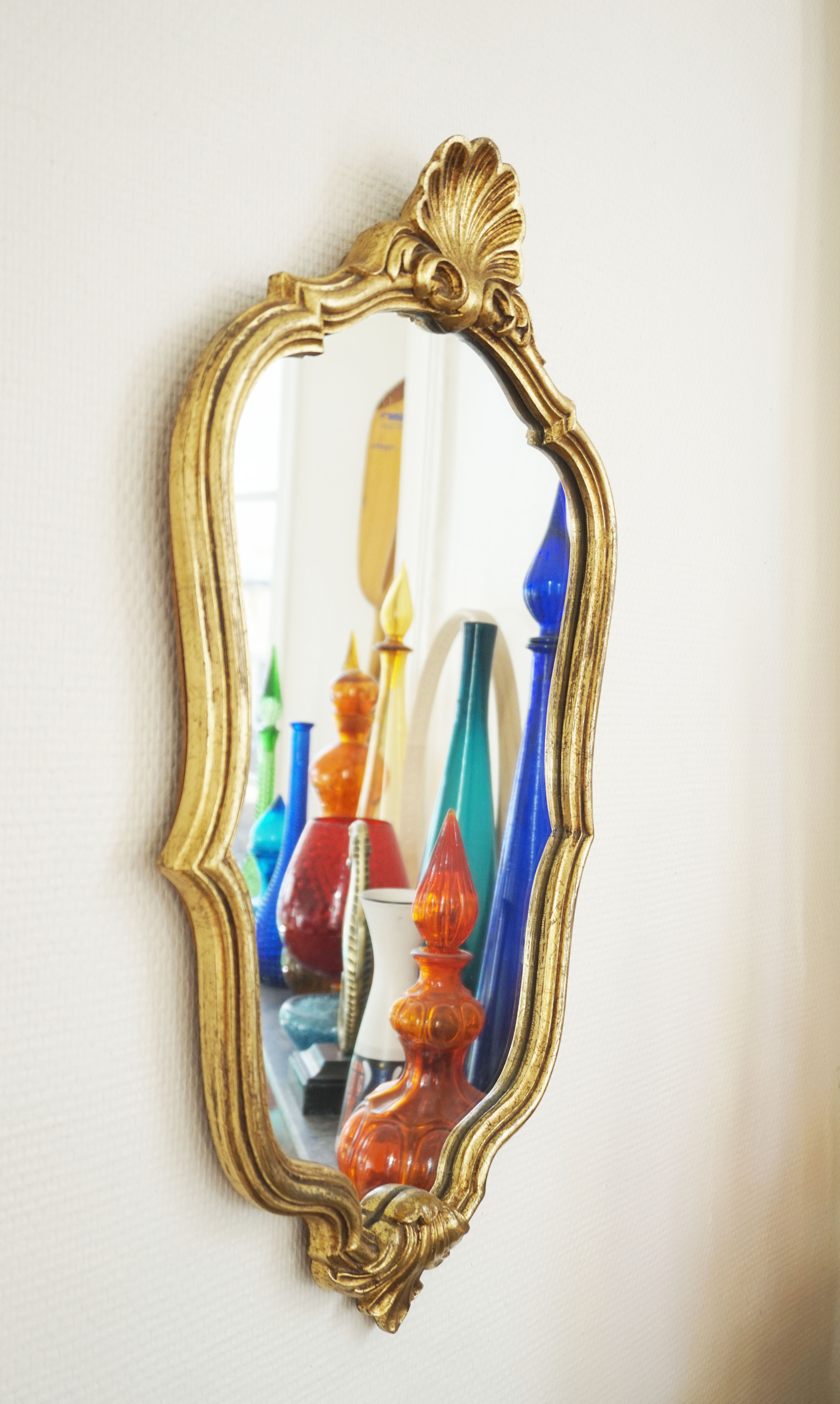 Rococo vintage gold mirror, 32x57cm