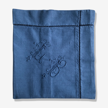 Antique night blue cotton pillowcase