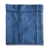 Taie d'oreiller ancienne en coton bleu nocturne