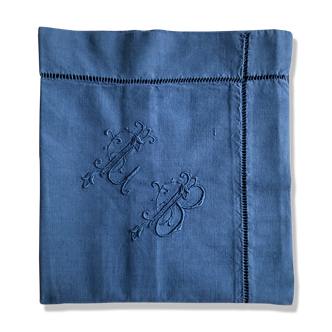 Antique night blue cotton pillowcase
