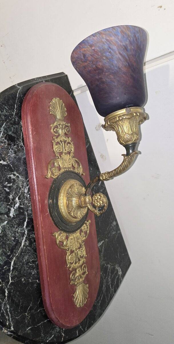 Large bronze and glass paste wall light.