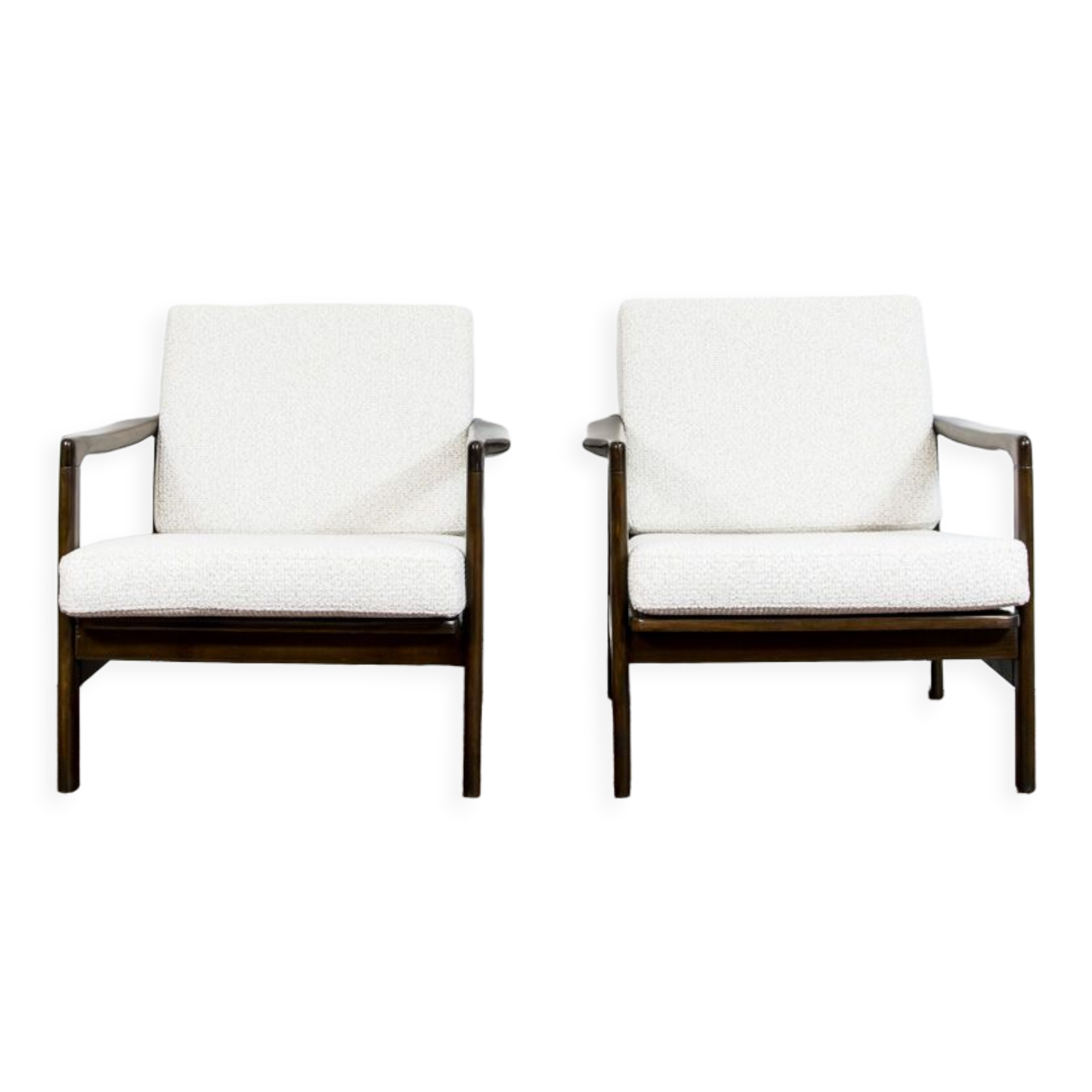 Paire de fauteuils beiges B-7522 restaurés par Zenon Bączyk, années 1960