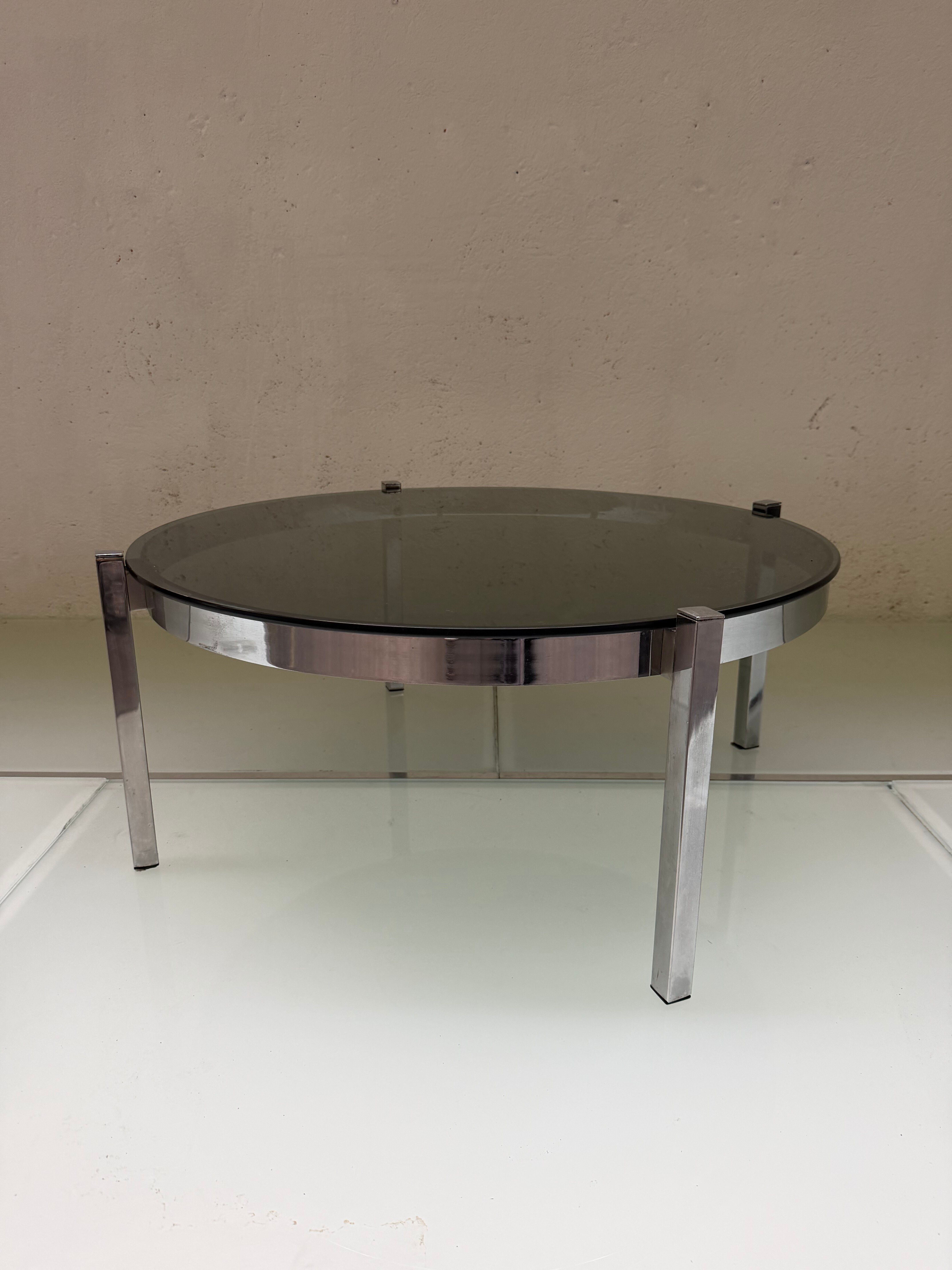 Table basse ronde métal et verre