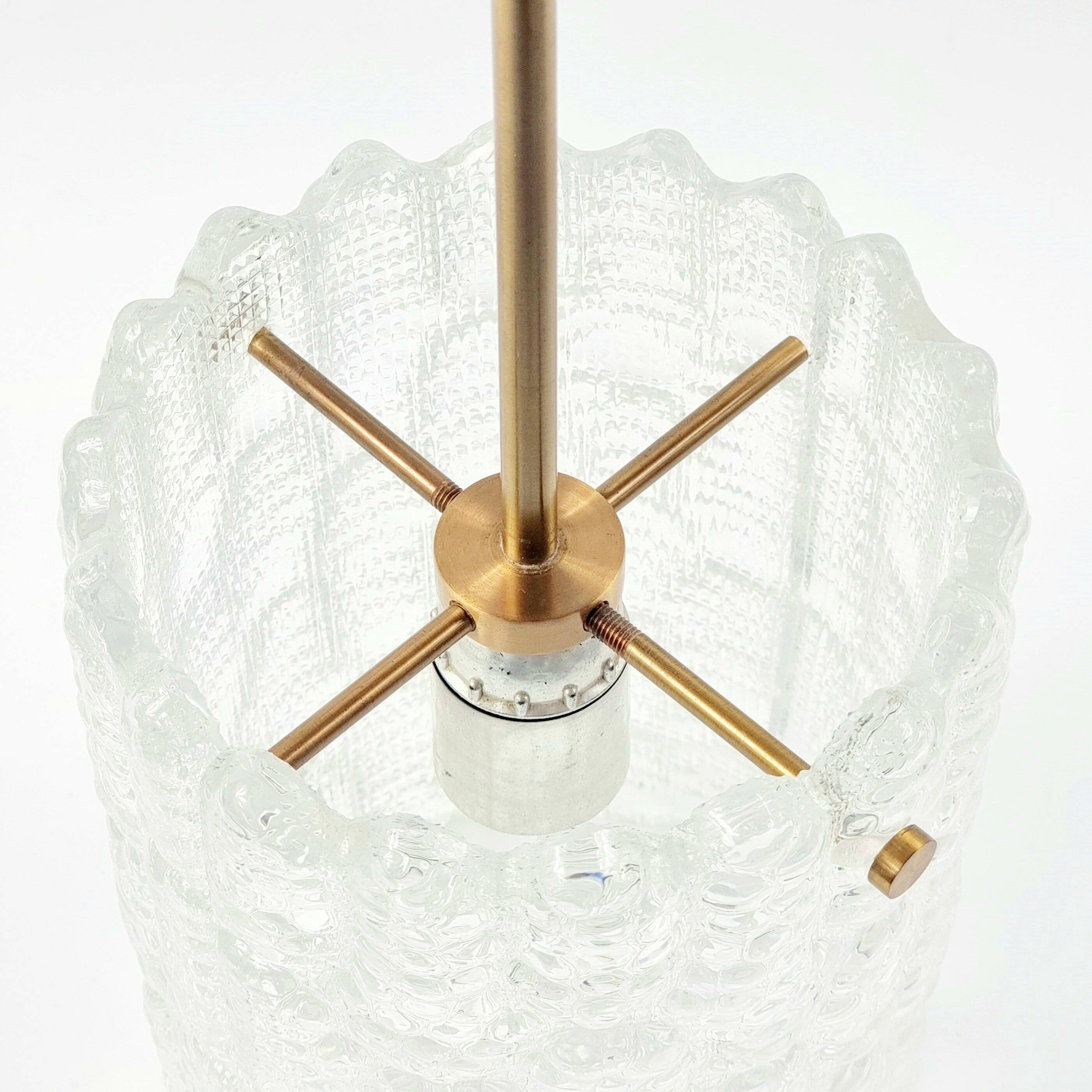 Mid-Century Crystal Glass & Brass Ceiling Light by Carl Fagerlund, 1960s