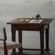 Primitive side table from the early 19th century in pine, Danish baroque cabinetmaker.