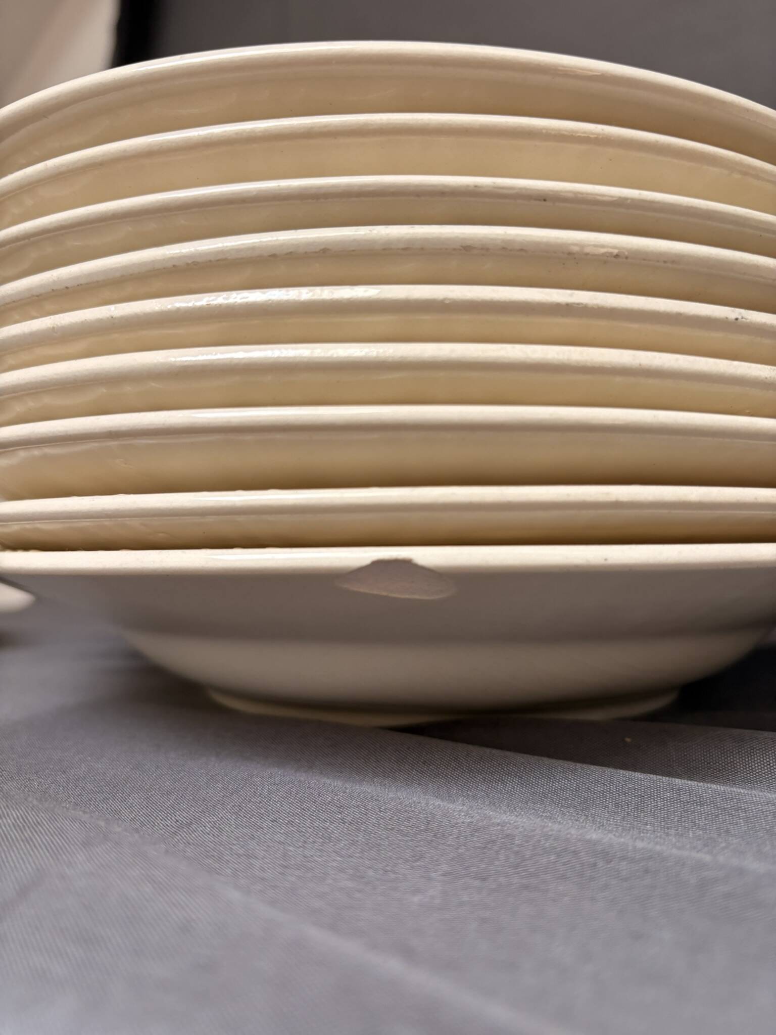 Ancien 10x Assiette Creuse Villeroy Boch Beige Doré Mettlach France Saar Ec