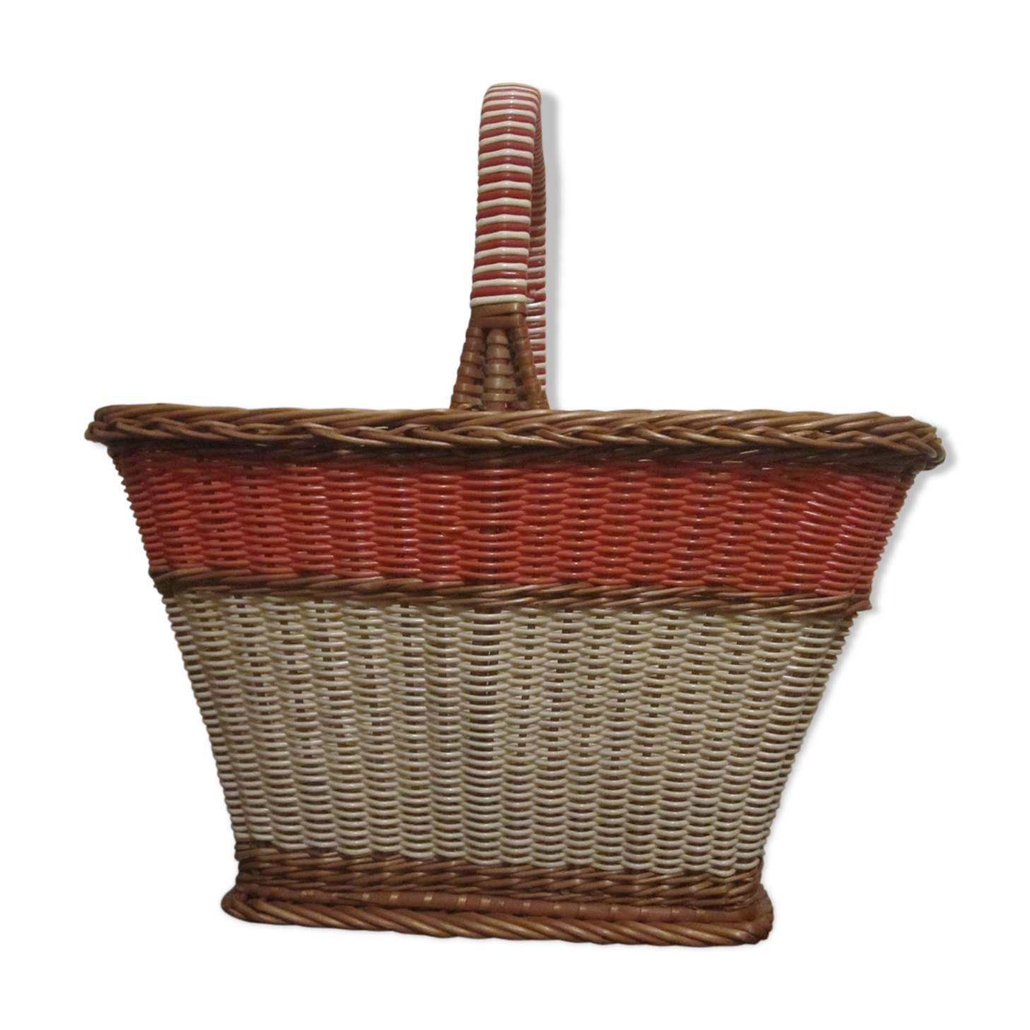 Panier scoubidou et rotin vintage