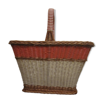 Panier scoubidou et rotin vintage