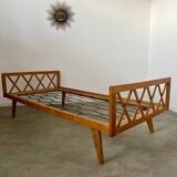 Old French design bed from the 50s daybed with vintage compass feet