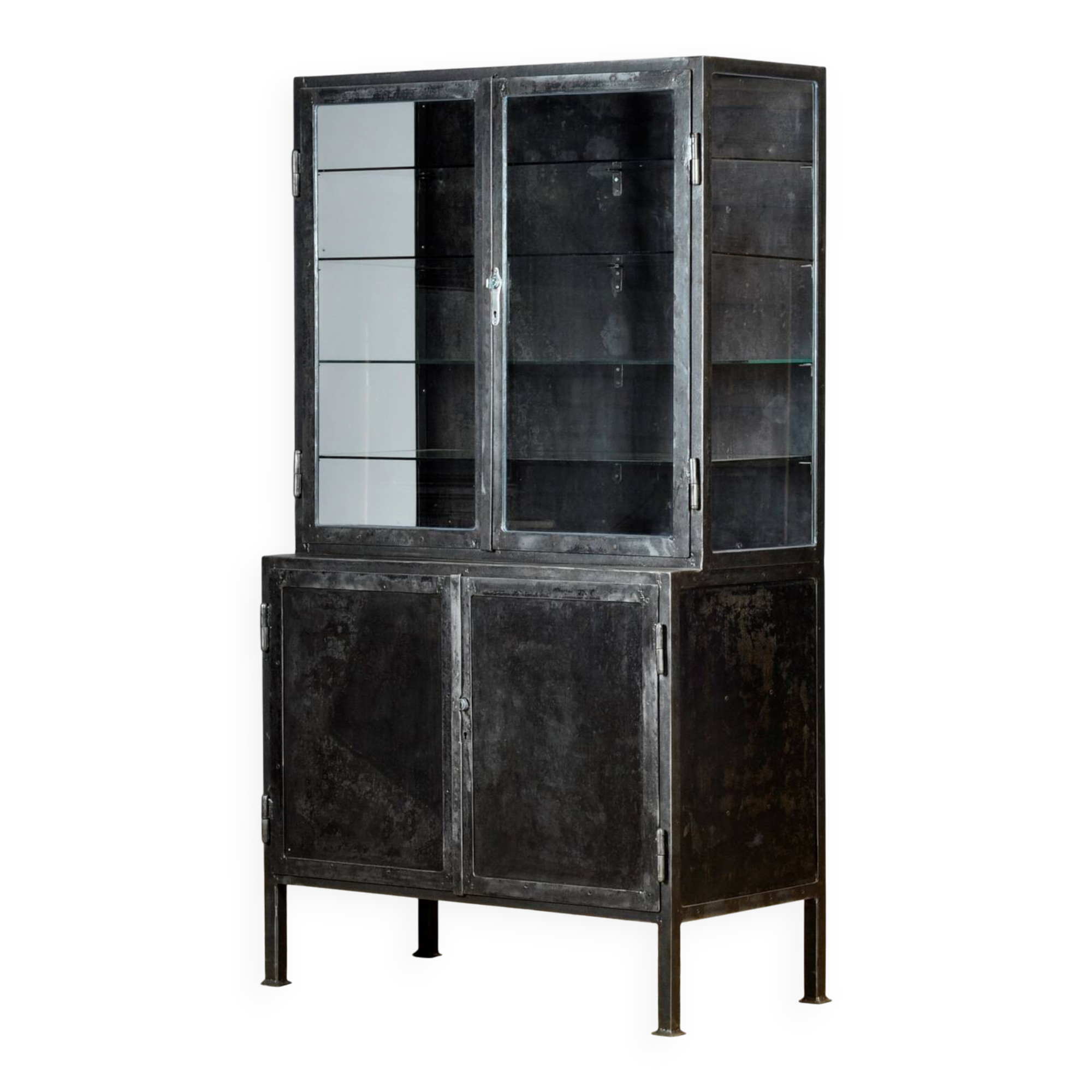 Polished iron medicine cabinet, 1930s