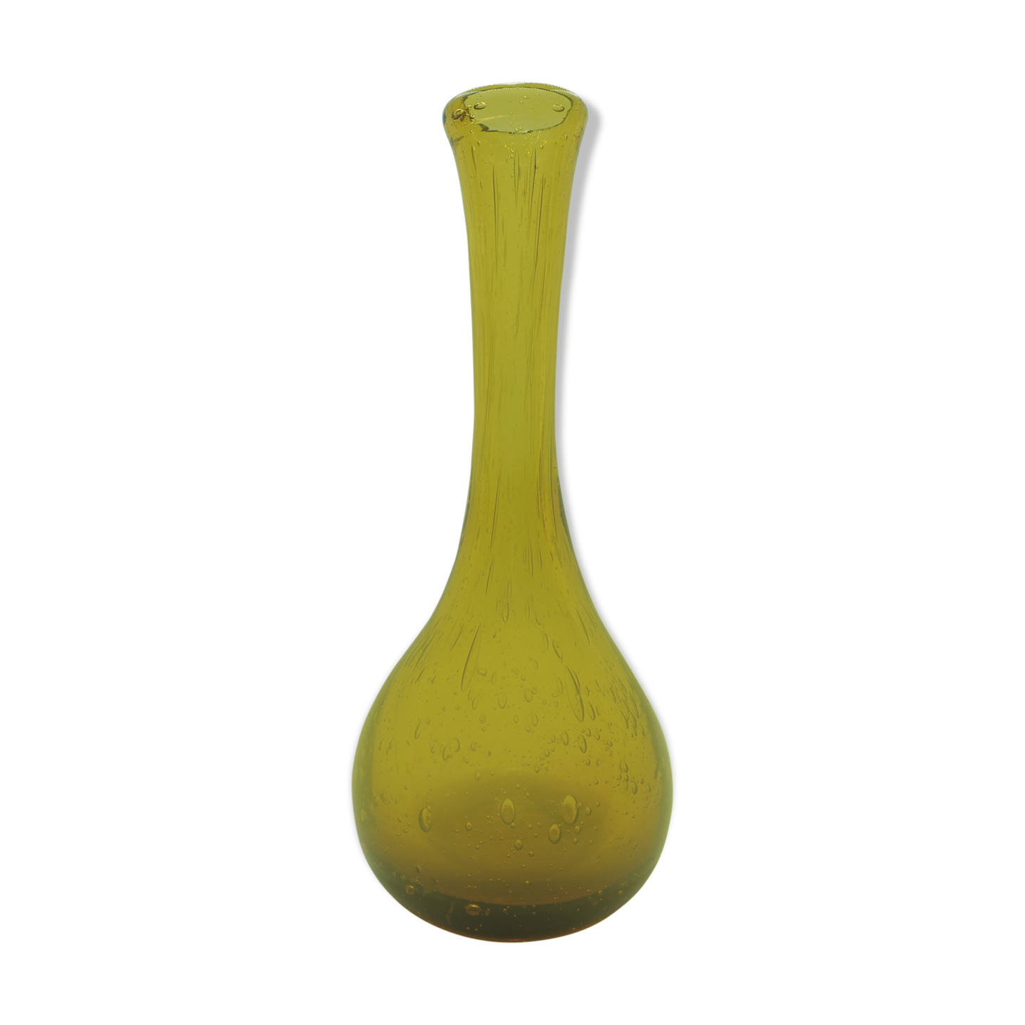 Vase en verre jaune avec détails bulles Selency