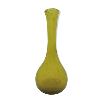 Yellow glass vase with bubble details