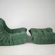 Togo set of armchair and pouf in emerald bucle