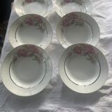 6 hollow porcelain plates with art deco peony pattern