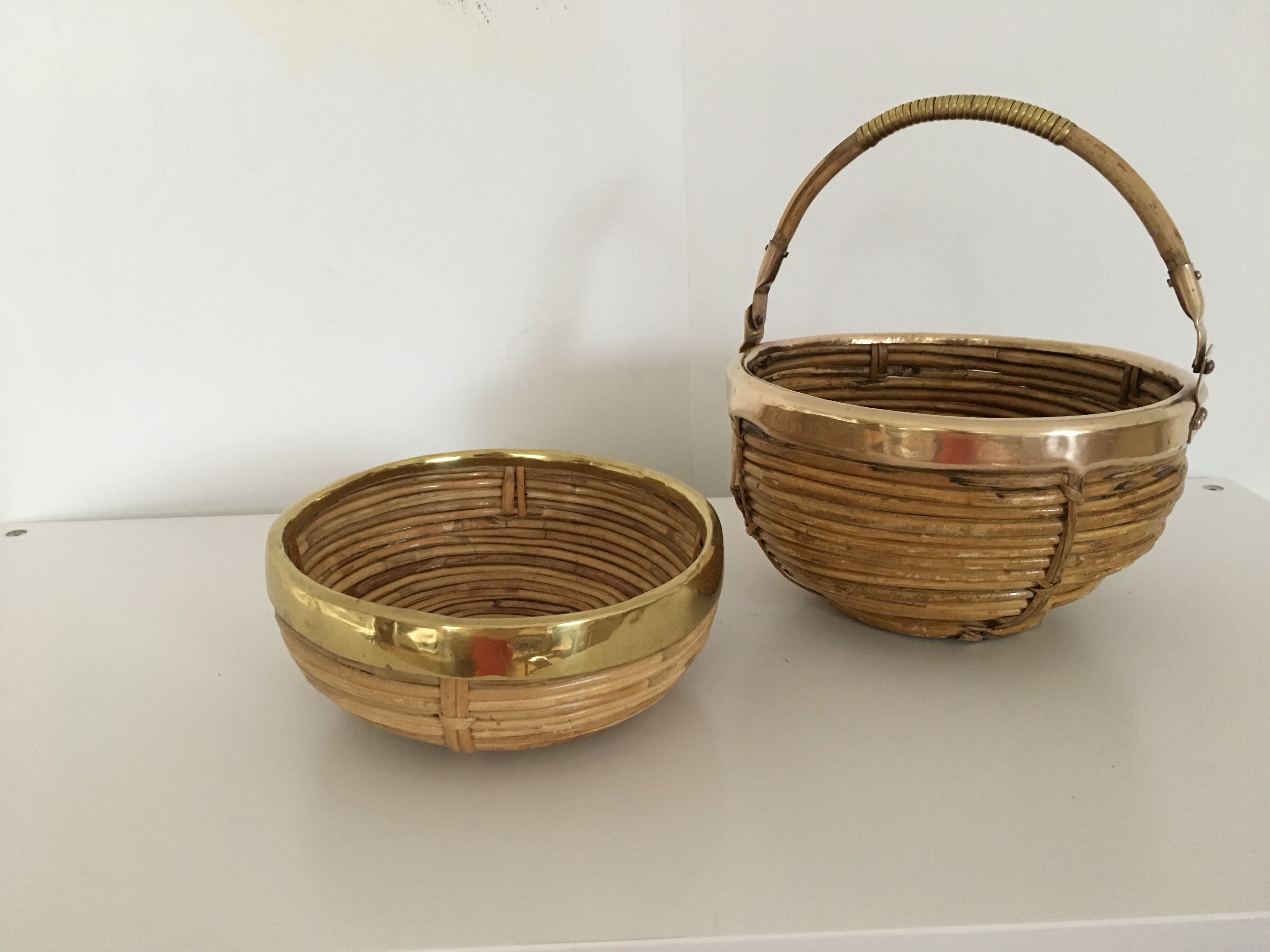 Bamboo and brass handle basket