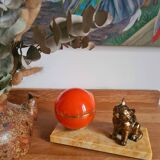 1930s marble lamp with orange globe