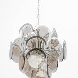 Vistosi Chrome Suspension with Smoked Glass Discs, Italy, 1970s