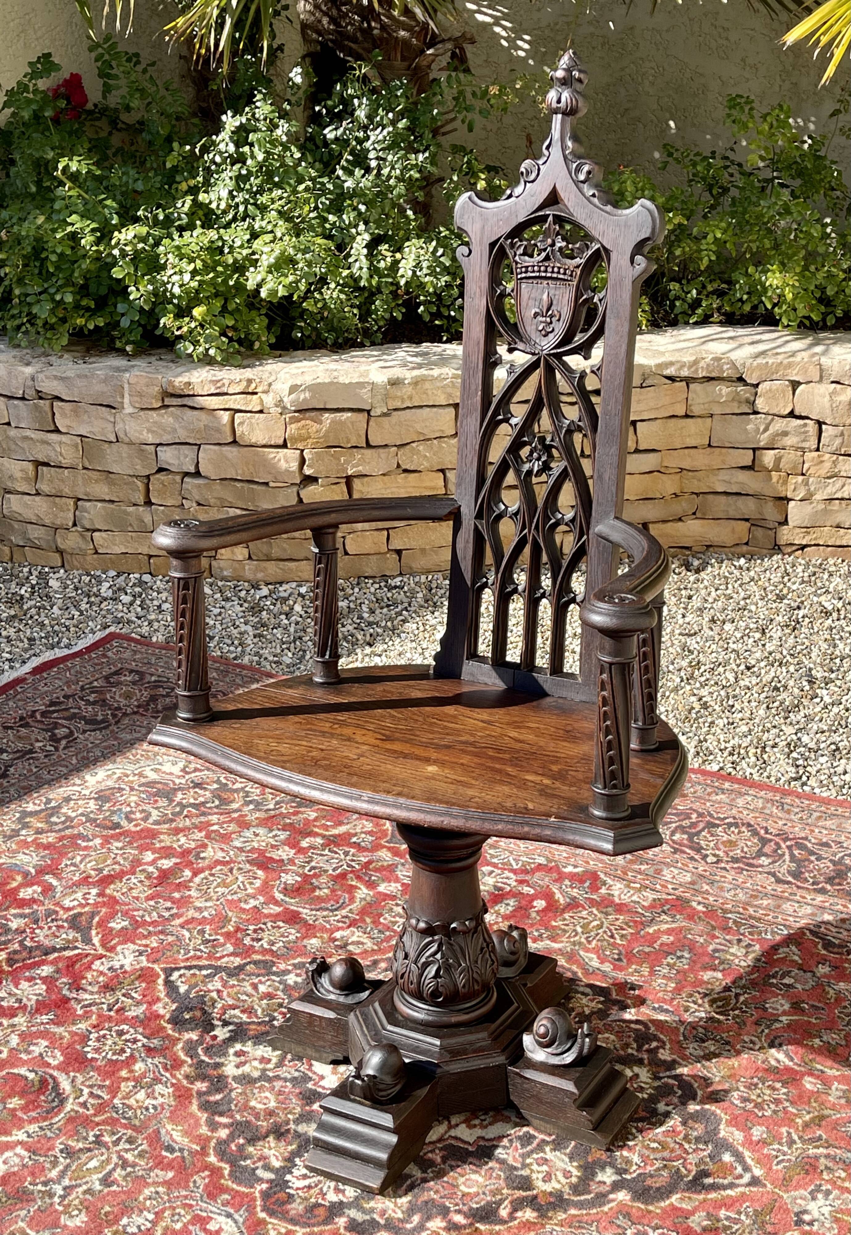 Neo-gothic oak armchair