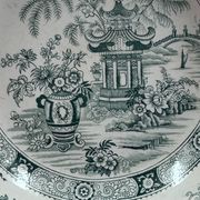 Ancient large earthenware platter creil and montereau, japonese decoration. 27 x 6