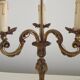 Bronze French Antique Art Nouveau 3-Light Candelabra Lamp Pleated Shade