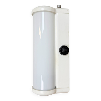 Industrial White Bakelite Wall Light with Milk Glass, 1950s