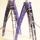 Pair of Tripod Lamp Feet - Space Age Style - Electric Blue Metal