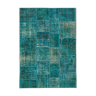 Tapis anatolian vintage 170 cm x 241 cm turquoise patchwork fait à la main