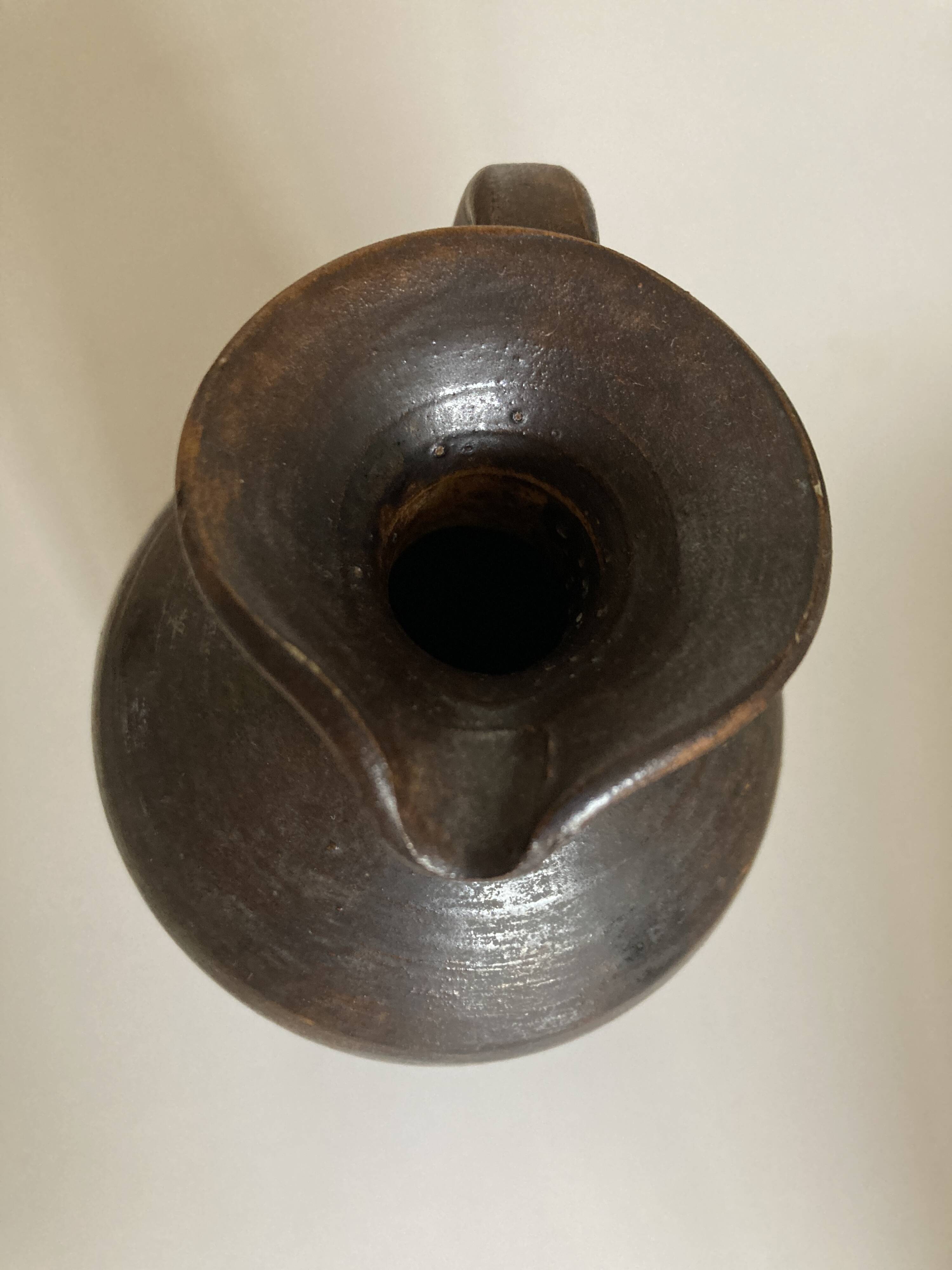 potter's pitcher vase in sandstone turned with coil Puisaye 1970