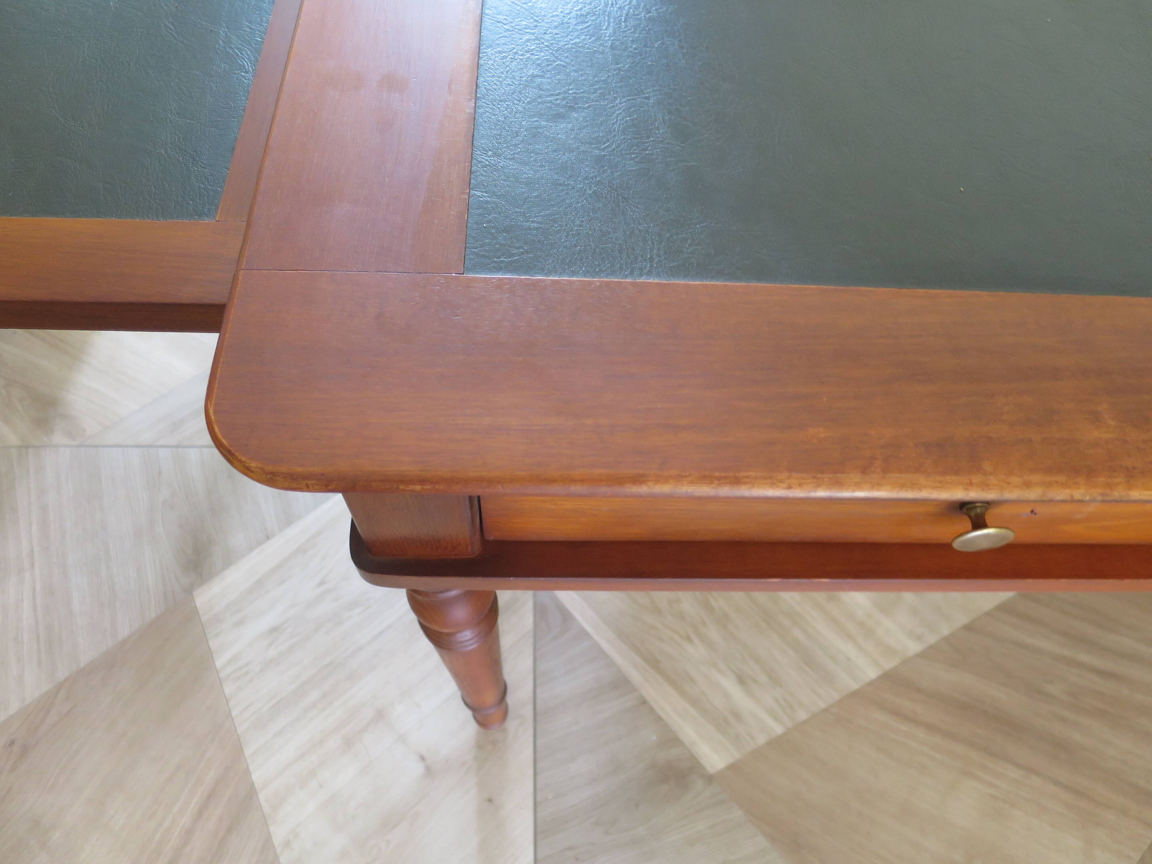minister's desk - 2 drawers - solid wood - faux leather writing pad - Louis Philippe